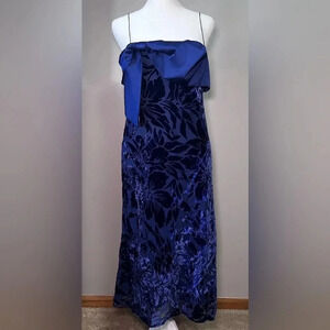 Hutch Anthropologie Navy Blue Andina Bow Front Midi Dress Size Medium 8/10 Party